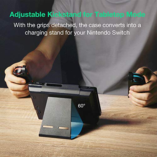 [משודרג] Bigblue 10000mAh מטען סוללות מארז תואם למתג Nintendo עם אחיזות Joy-Con, USB-C כפול, מגדש גיבוי נייד עם קיקסטנד וכרטיס משחק